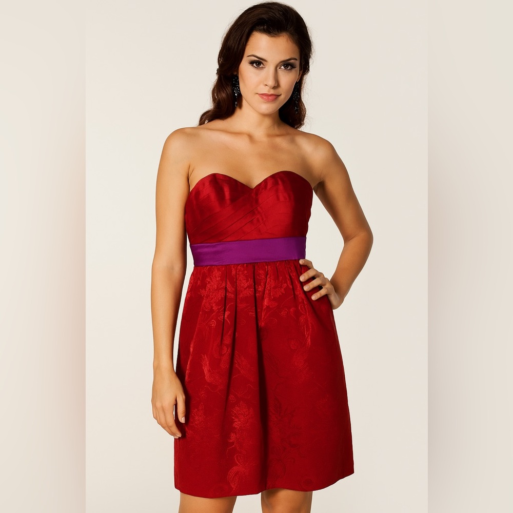 Phoebe Couture Red Strapless Silk Dress Sz. 4 NWT